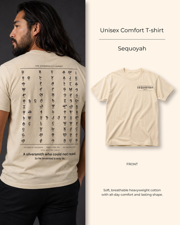 Sequoyah — The Cherokee Syllabary — Double-sided Tee
