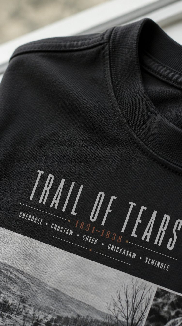Close view of the Kaira tee back print and collar