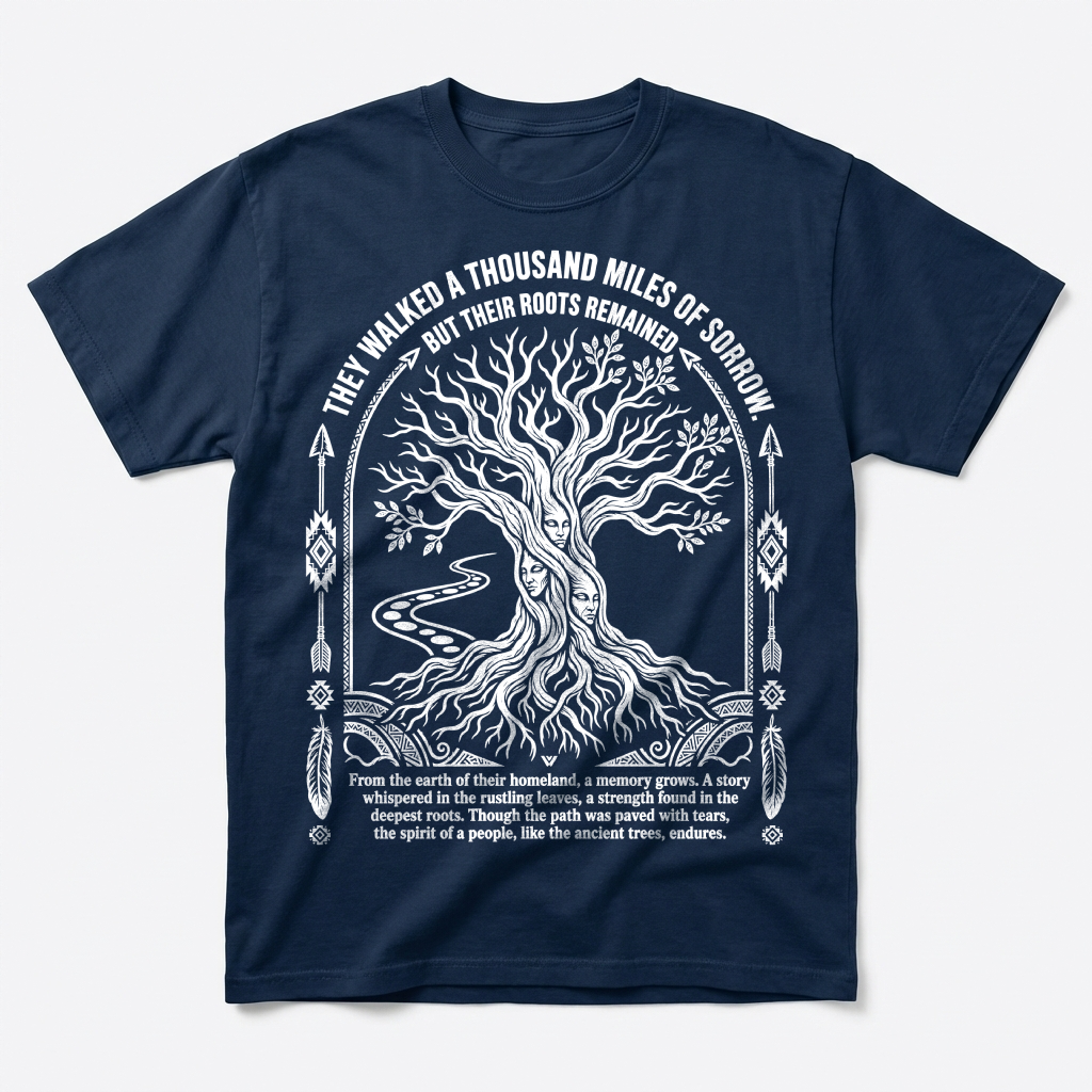 Quovara heritage tee front print honoring those who walked — alternate angle