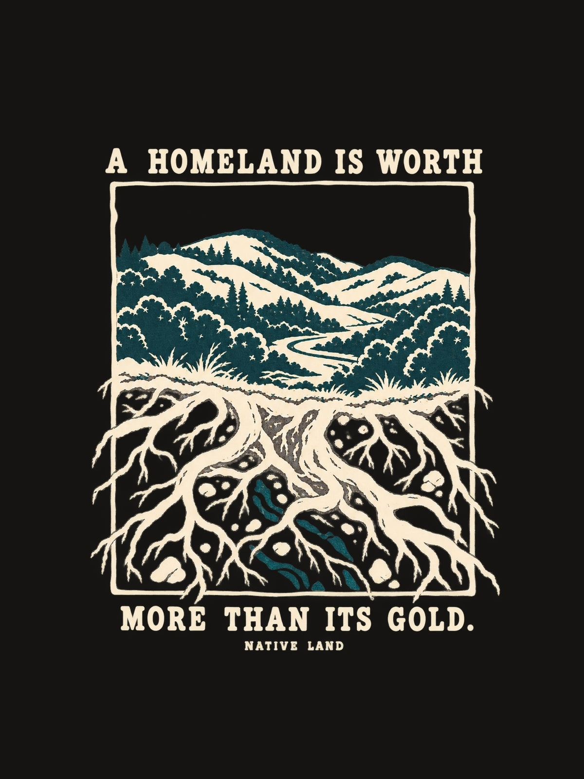 A4 original artwork detail — A HOMELAND IS WORTH MORE THAN ITS GOLD.