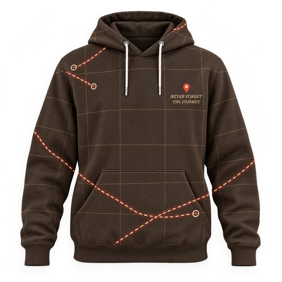 Ketso Never Forget the Journey hoodie, front, all-over print
