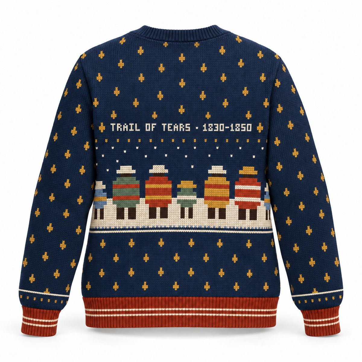 Trail of Tears Forced West sweater, back with TRAIL OF TEARS 1830-1850