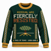 Trail of Tears Fiercely Resisted women's knit sweater, front