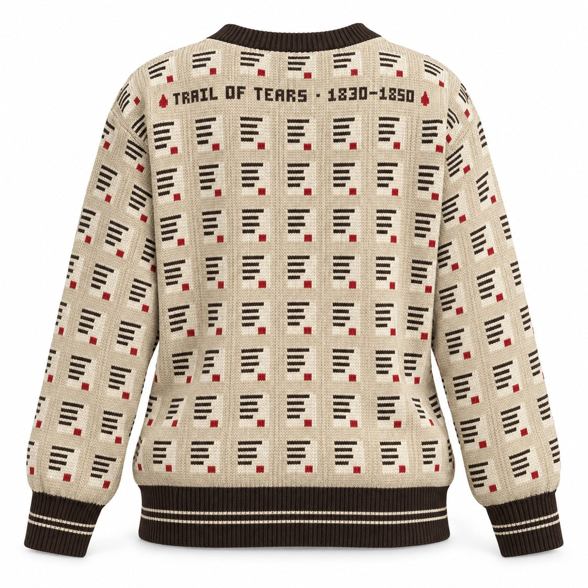 Trail of Tears Forty Treaties sweater, back with TRAIL OF TEARS 1830-1850