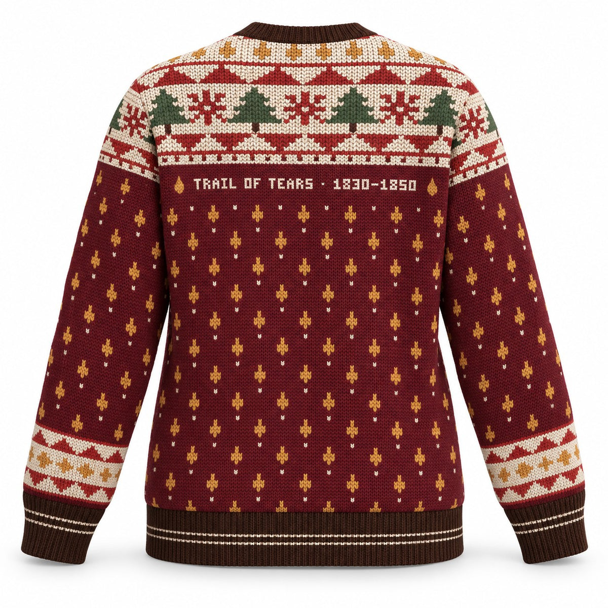 Trail of Tears 1830 sweater, back with TRAIL OF TEARS 1830-1850