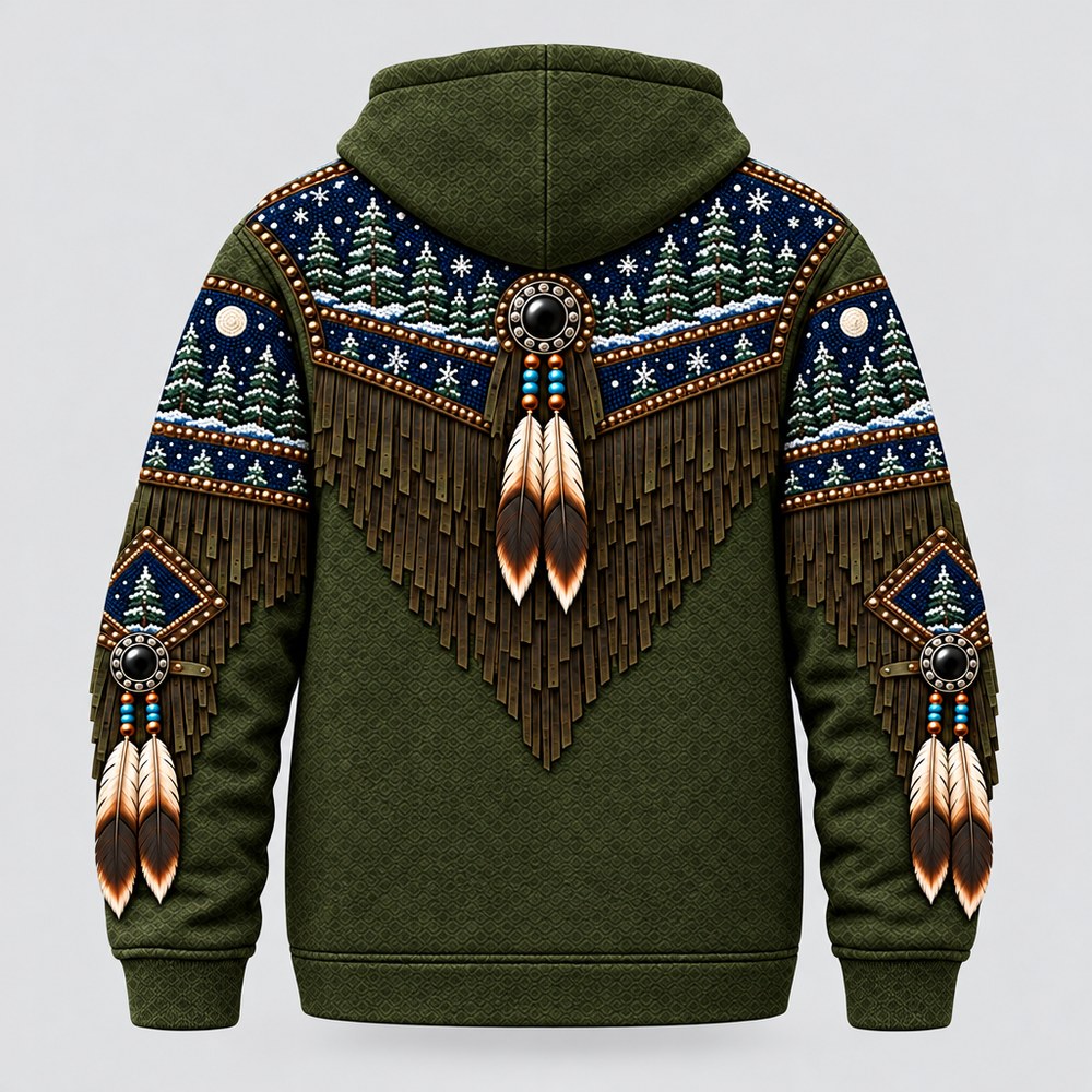 Winter Pines 3D zip hoodie, back view