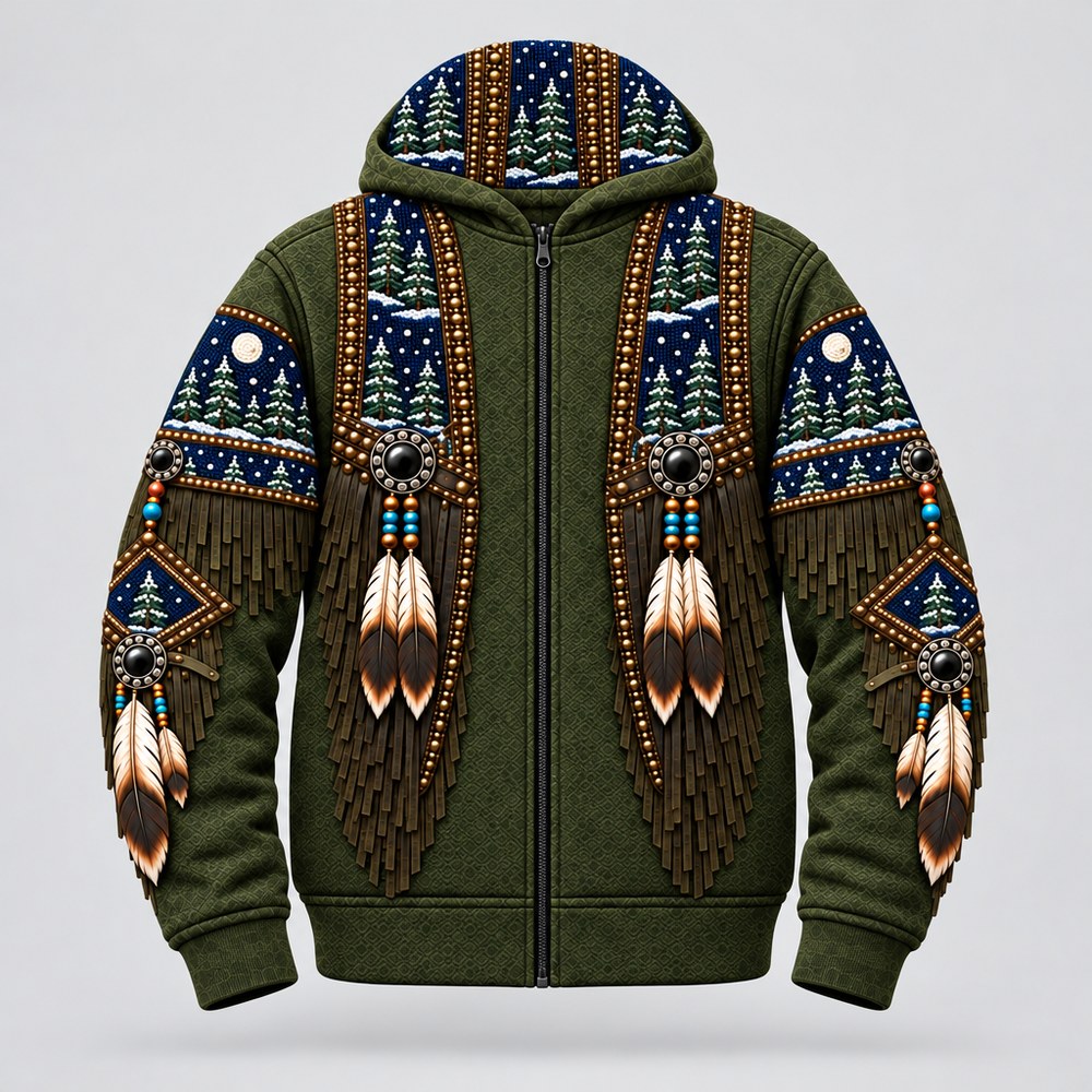 Winter Pines 3D zip hoodie, front view