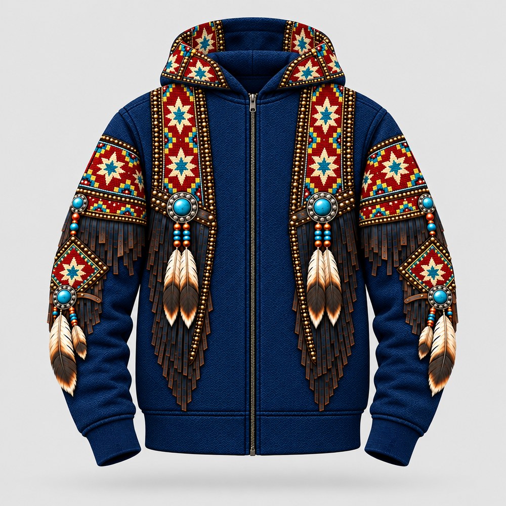 Seven Stars 3D zip hoodie, front view