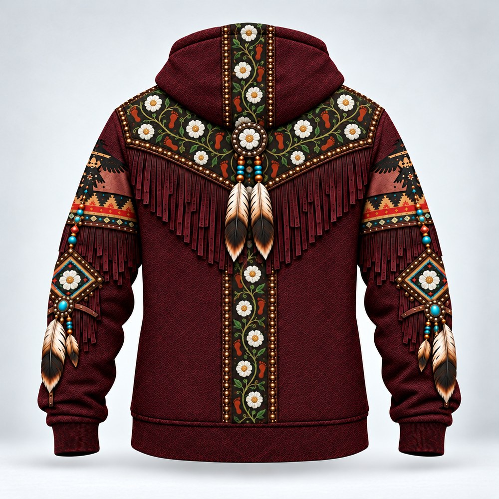 Rose Along the Trail 3D zip hoodie, back view