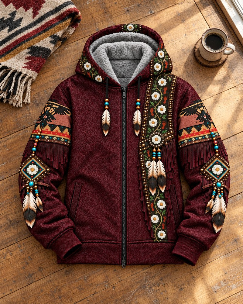 Rose Along the Trail 3D zip hoodie, laid flat