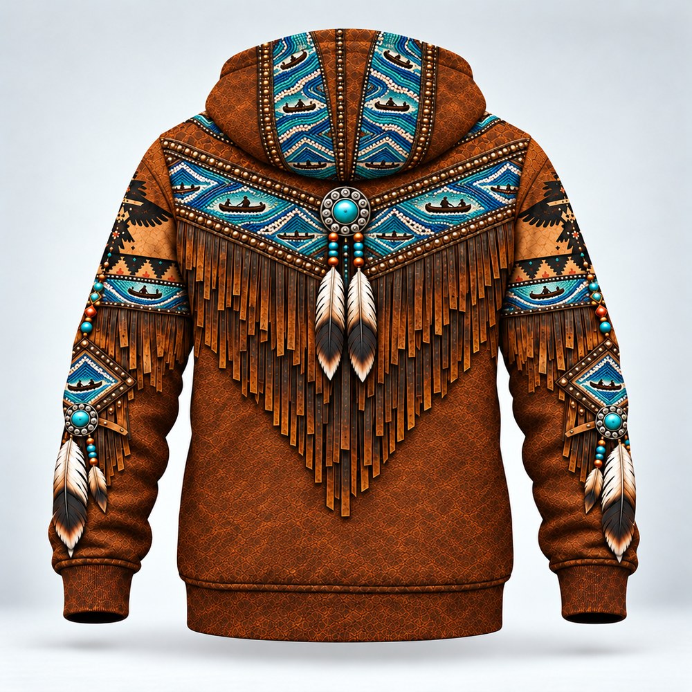 Water Route 3D zip hoodie, back view