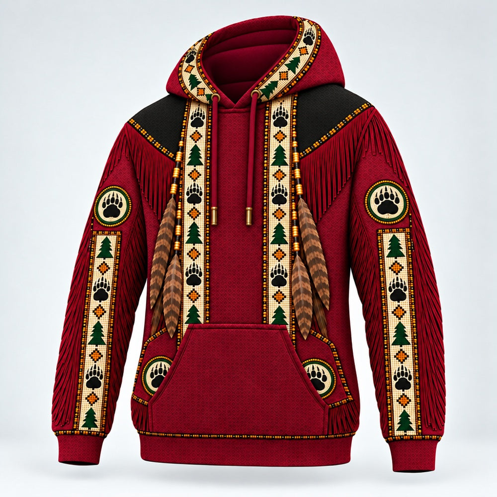 Bear and Pine 3D pullover hoodie, three-quarter view