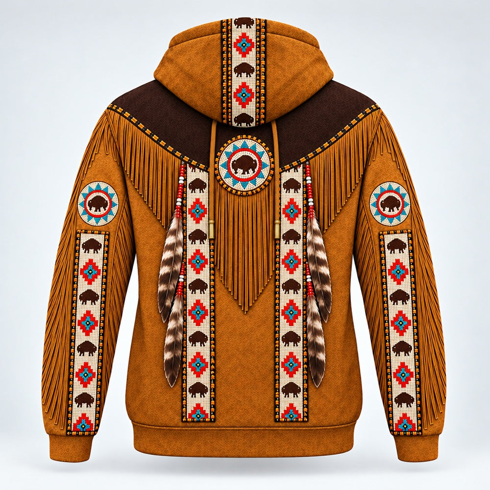 Buffalo Prairie 3D pullover hoodie, back