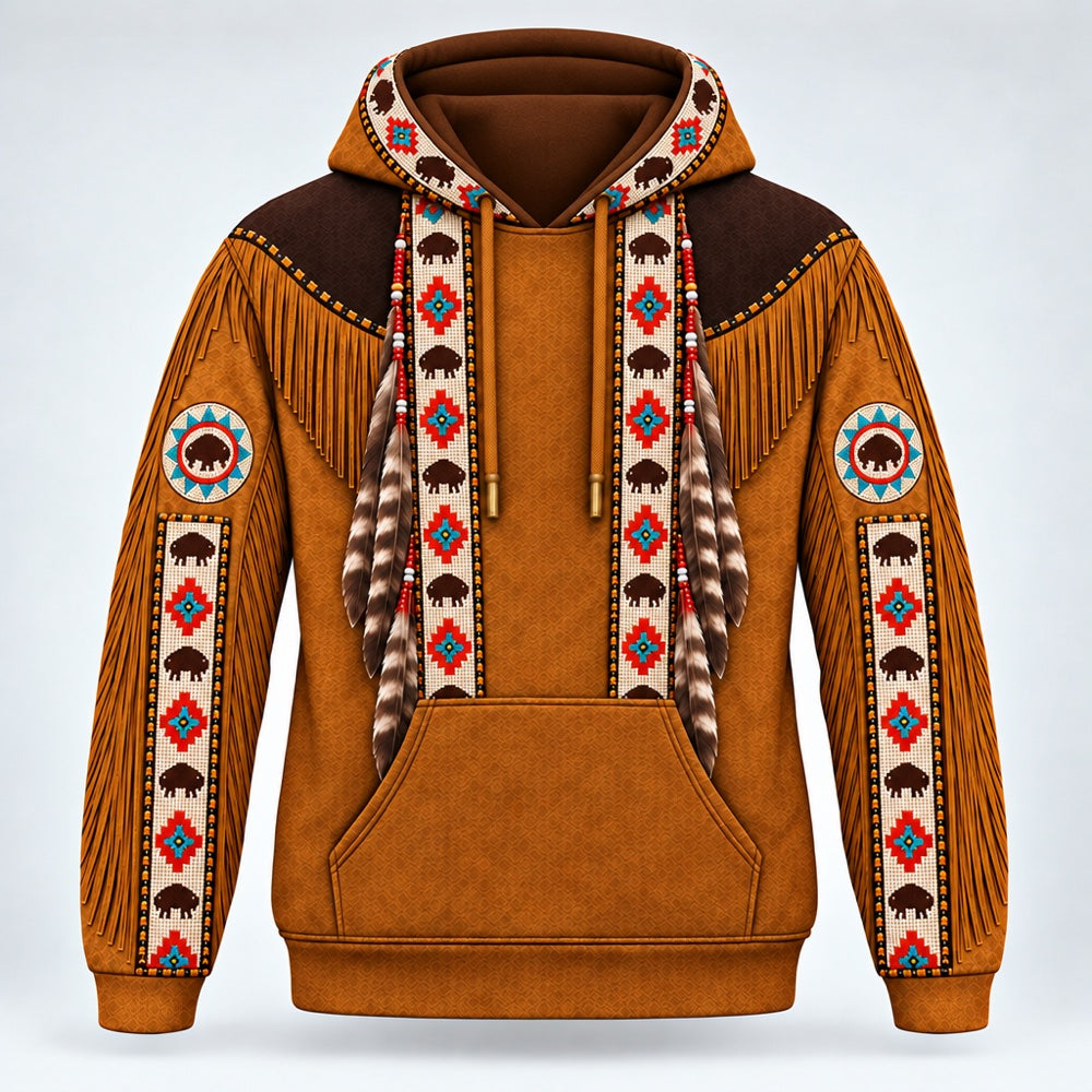 Buffalo Prairie 3D pullover hoodie, front