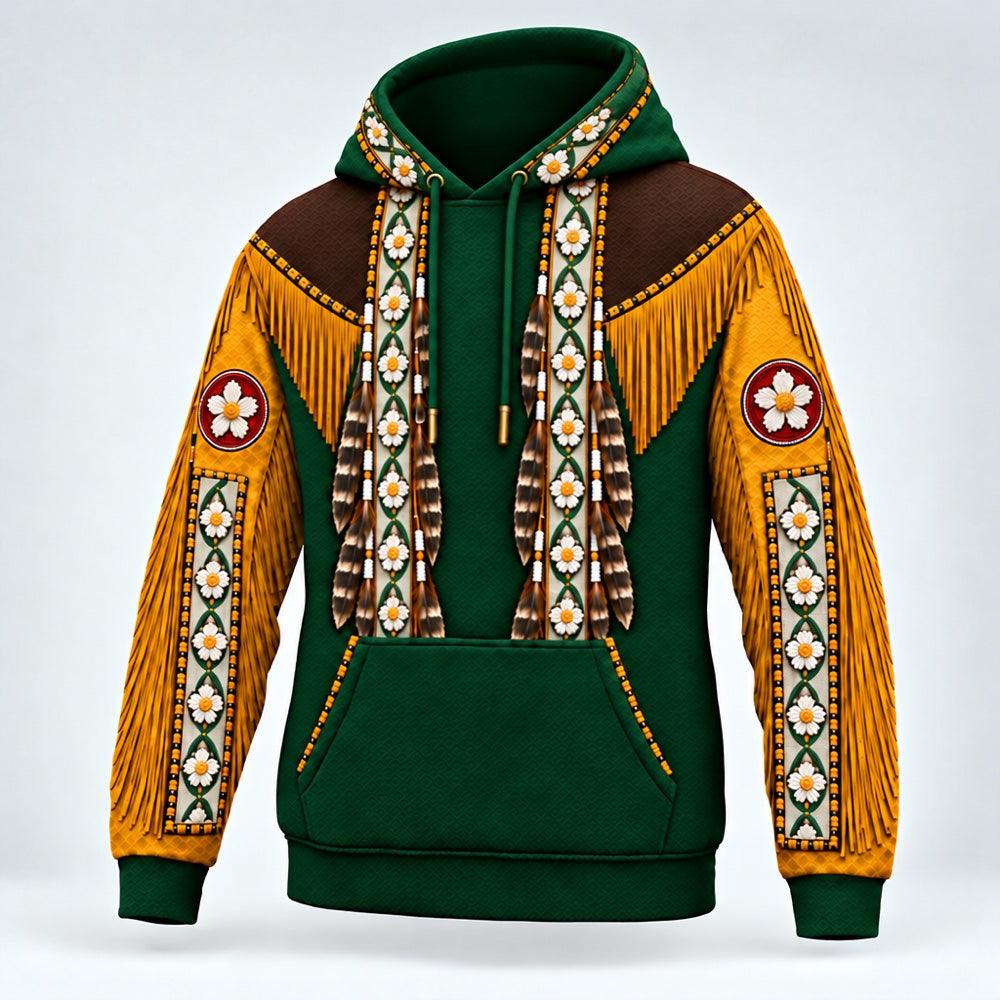 Cherokee Rose 3D pullover hoodie, three-quarter view