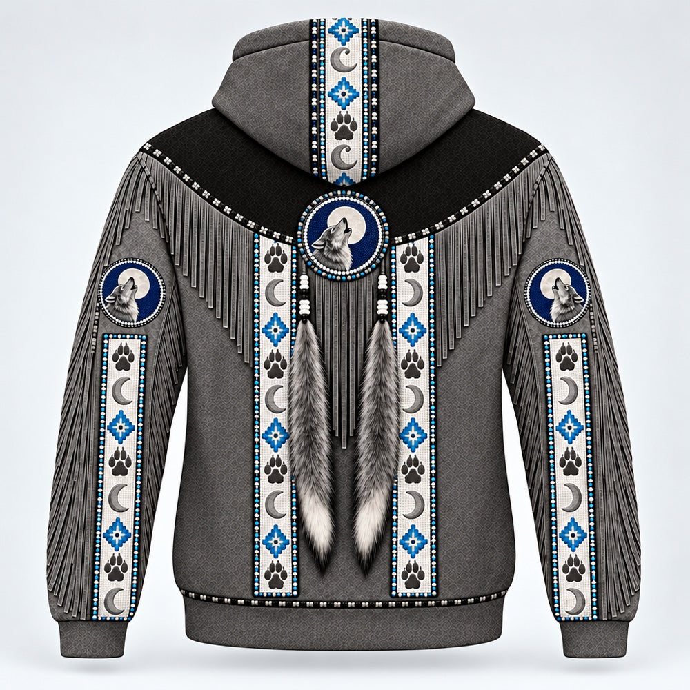 Wolf Moon 3D pullover hoodie, back