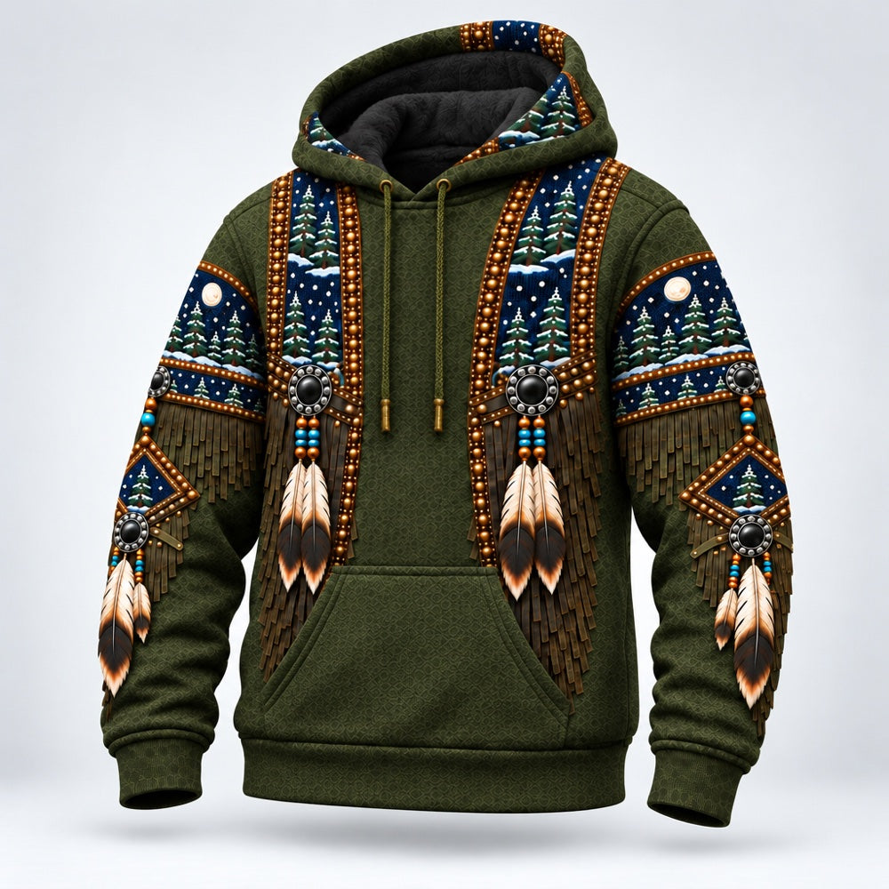 Winter Pines 3D pullover hoodie, three-quarter view