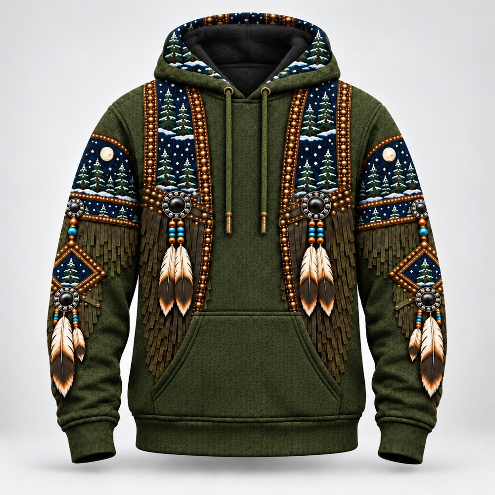Winter Pines 3D pullover hoodie, front