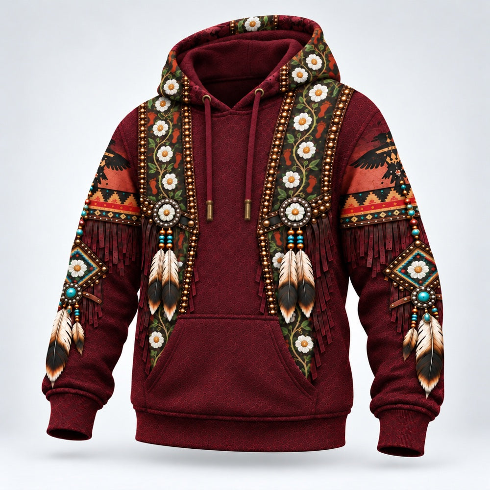 Rose Along the Trail 3D pullover hoodie, three-quarter view