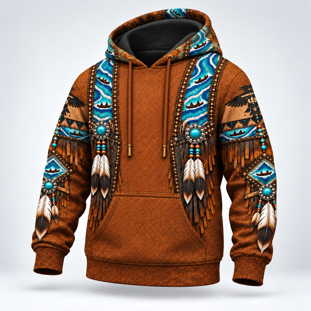 Water Route 3D pullover hoodie, three-quarter view