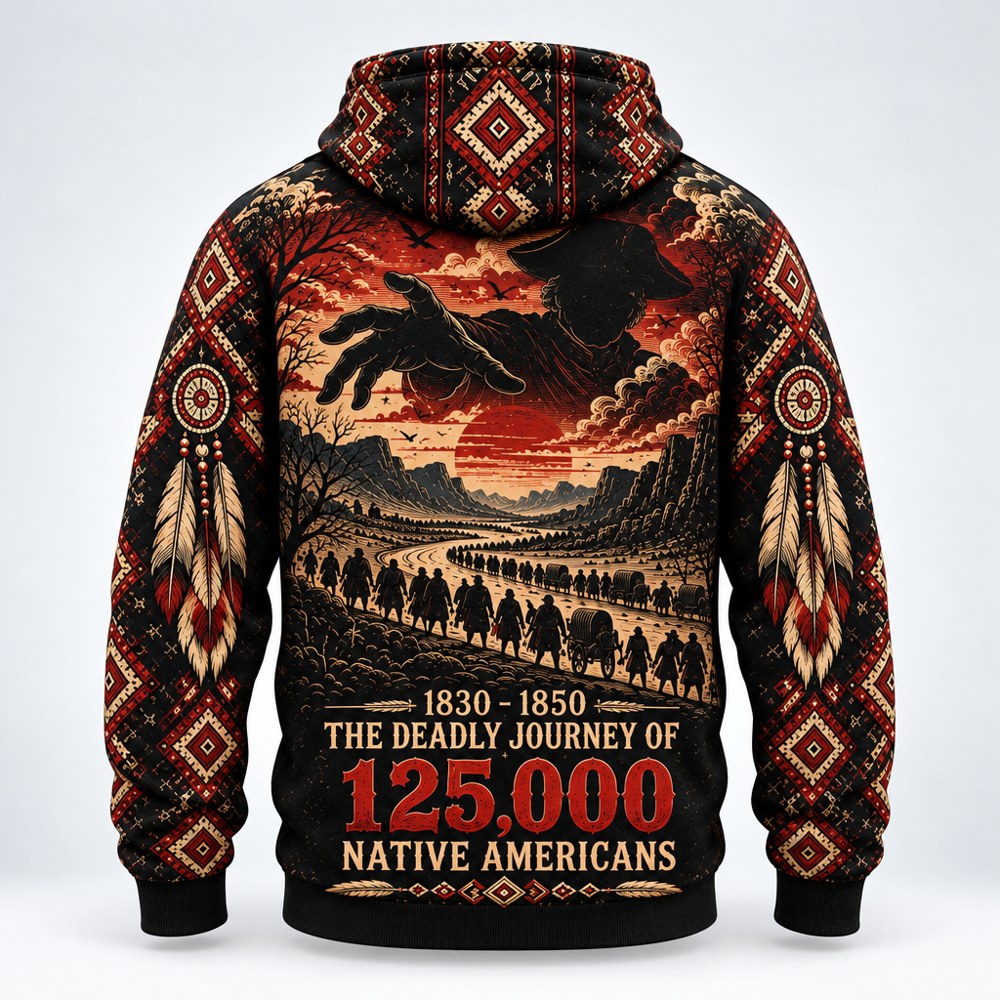 The Deadly Journey Trail of Tears pullover hoodie, back