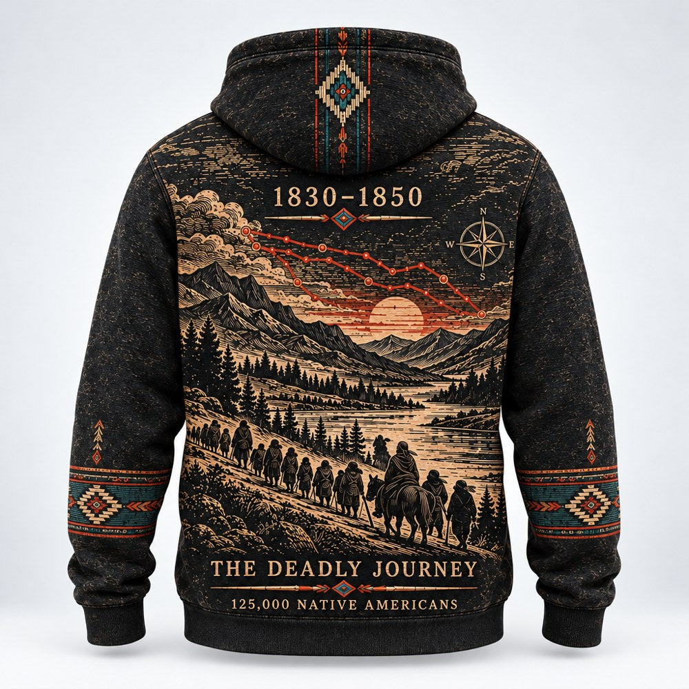 The Route Map Trail of Tears pullover hoodie, back