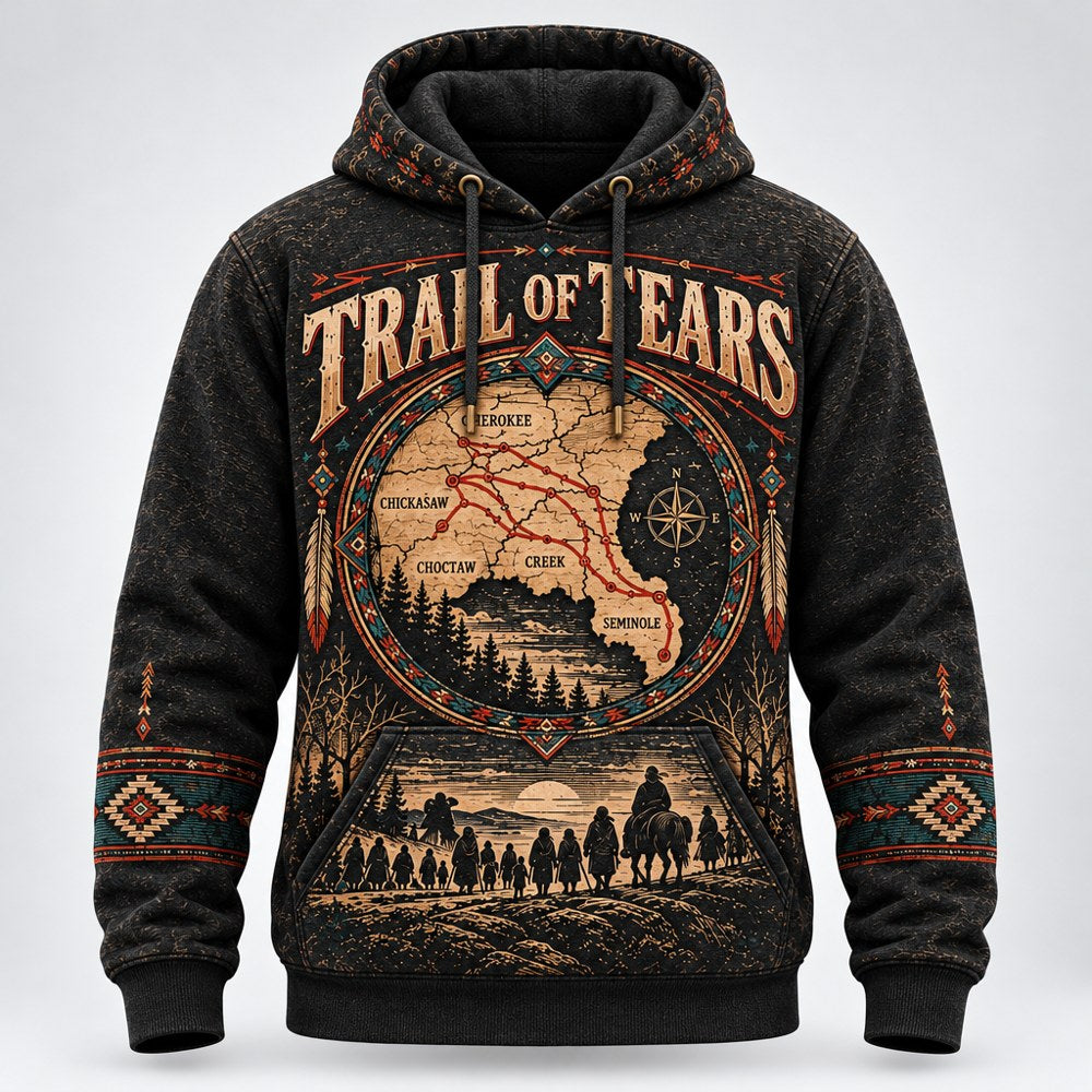 The Route Map Trail of Tears pullover hoodie, front