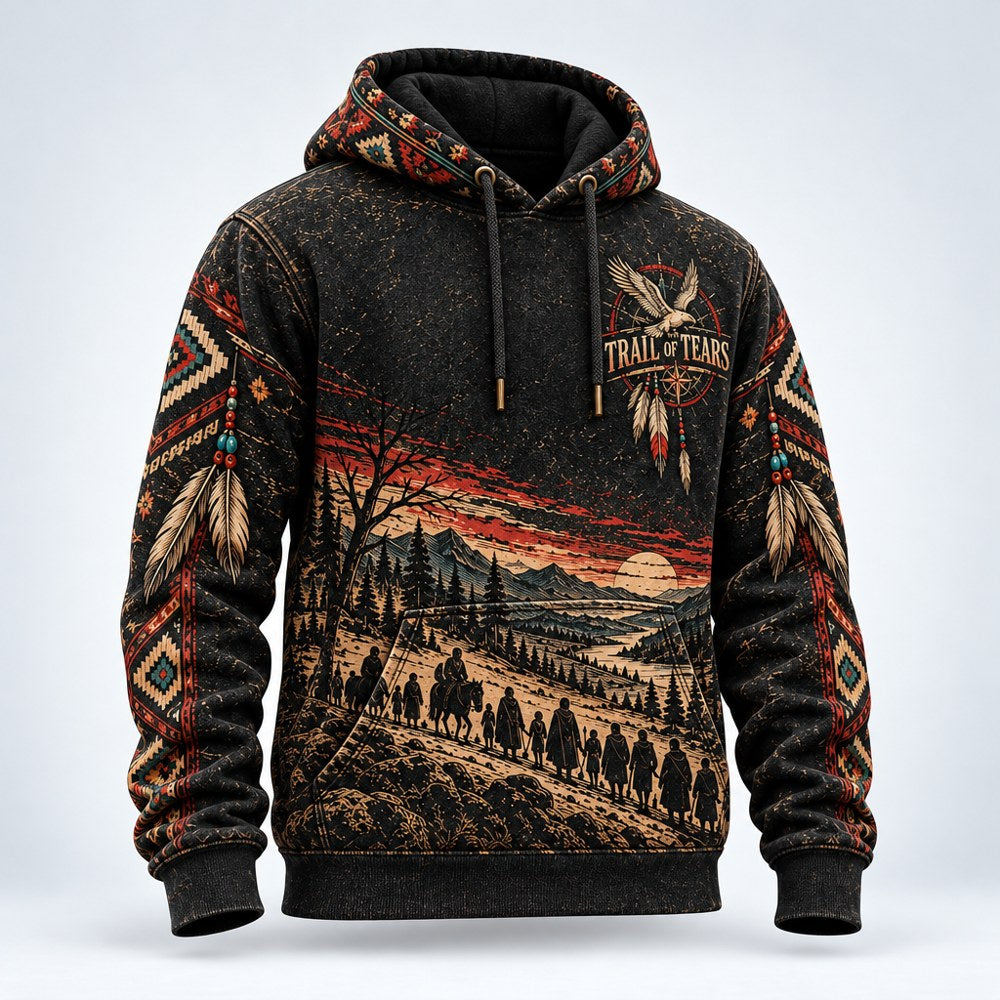 Eagle Over the Trail Trail of Tears pullover hoodie, three-quarter view