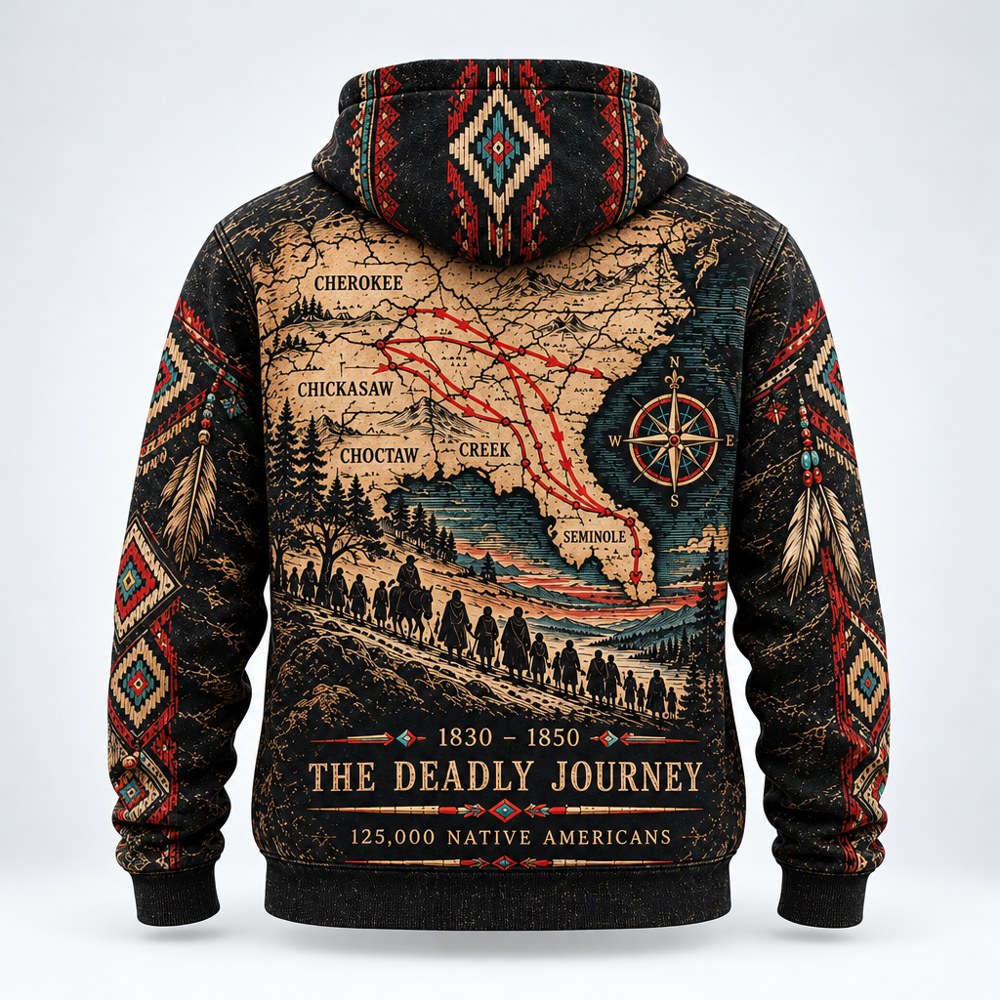 Eagle Over the Trail Trail of Tears pullover hoodie, back
