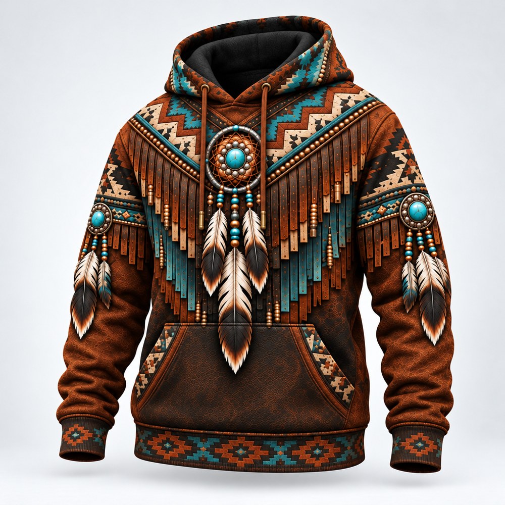 Lone Rider at Moonrise Trail of Tears pullover hoodie, three-quarter view