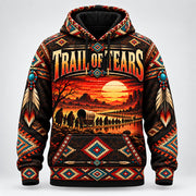 Sunset on the Trail Trail of Tears pullover hoodie, front