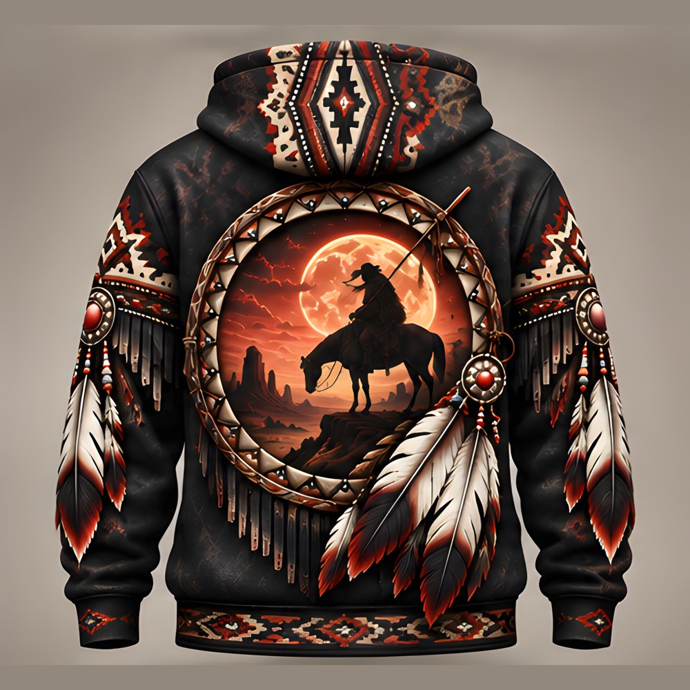 Lone Rider pullover hoodie, Obsidian, back, the lone rider print