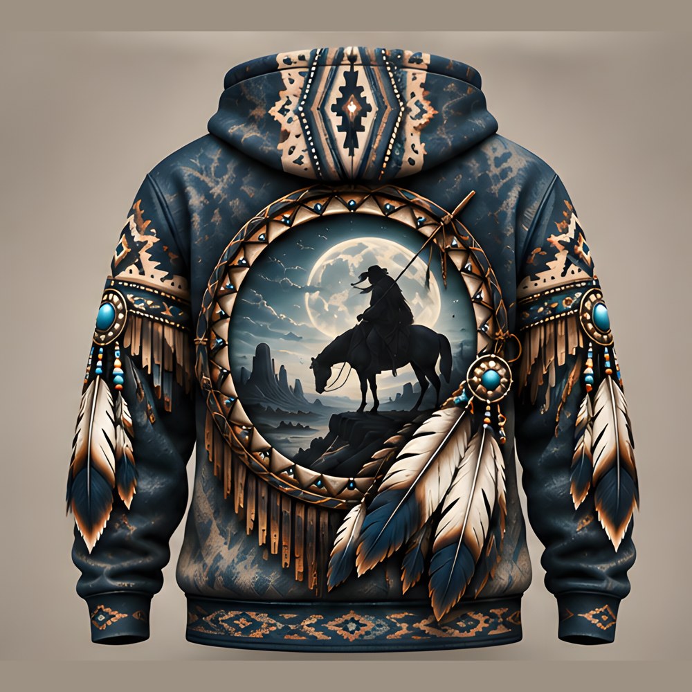 Lone Rider pullover hoodie, Riverstone, back, the lone rider print