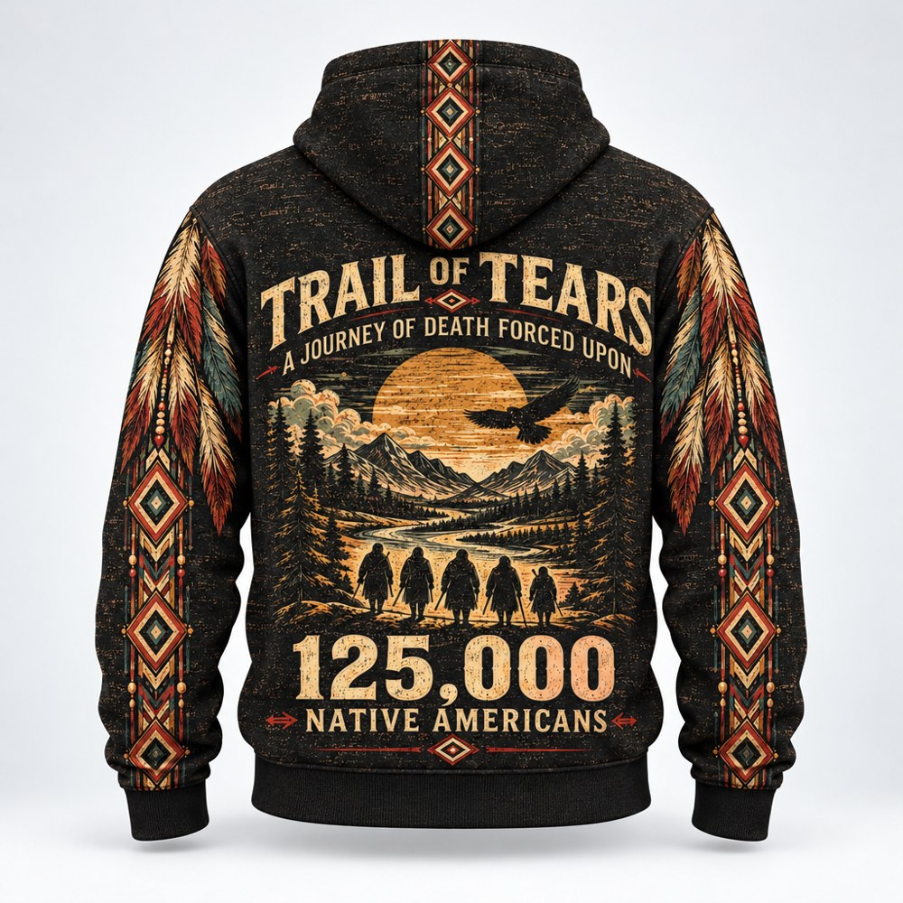 Journey of Death Trail of Tears pullover hoodie, Black, back