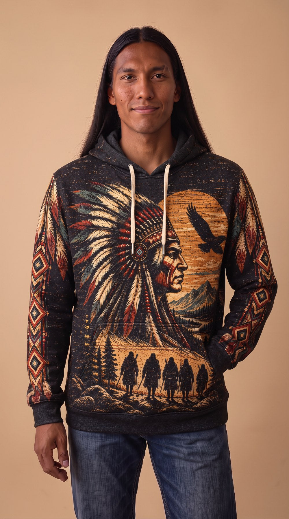 Journey of Death Trail of Tears pullover hoodie, Black, worn by Brooks, front