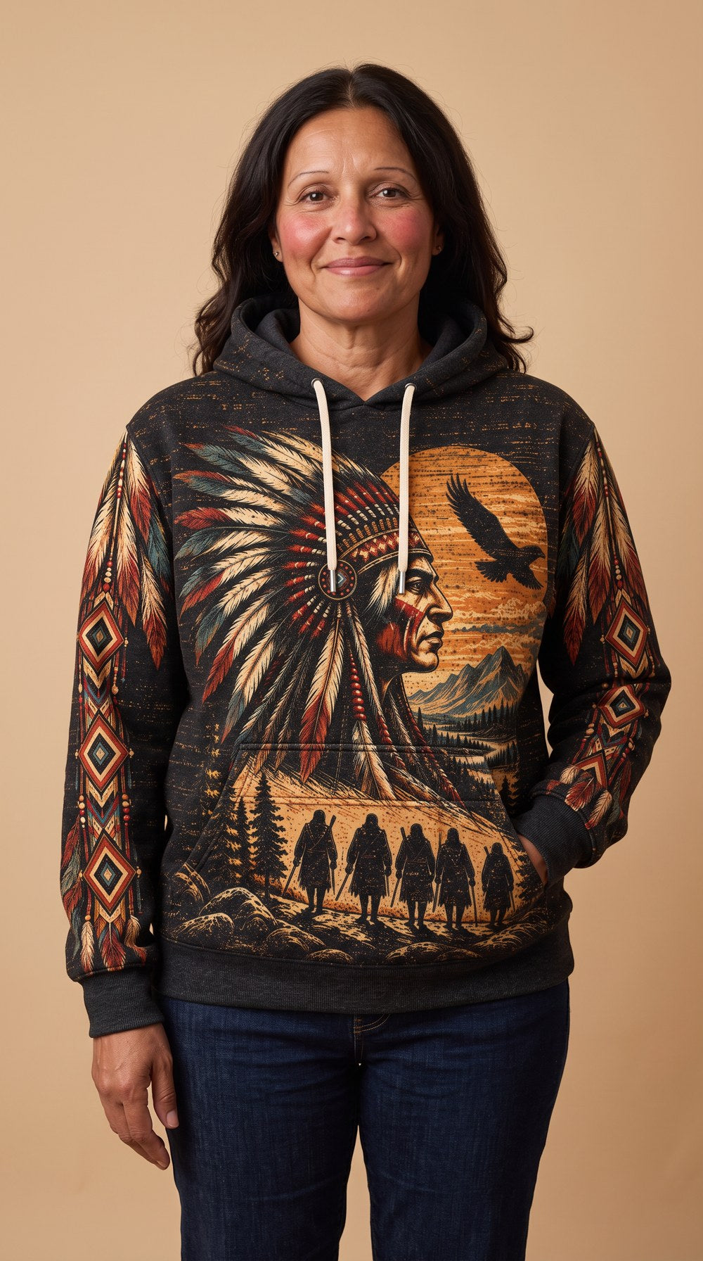 Journey of Death Trail of Tears pullover hoodie, Black, worn by Maeve, front