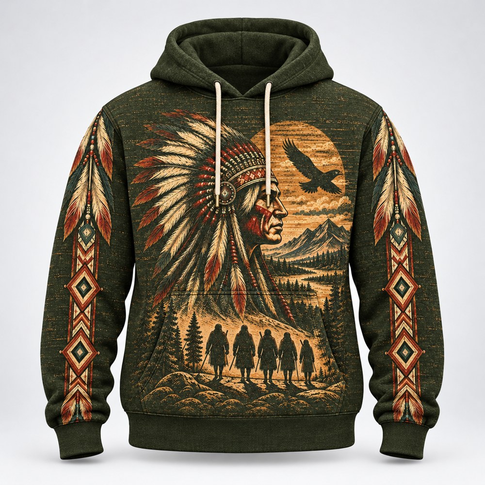 Journey of Death Trail of Tears pullover hoodie, Olive, front
