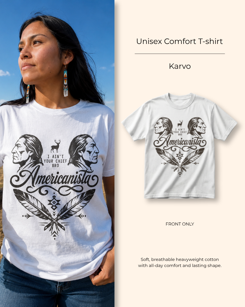 Karvo Respect Line anti-stereotype design on a Comfort Colors heritage tee, design close-up
