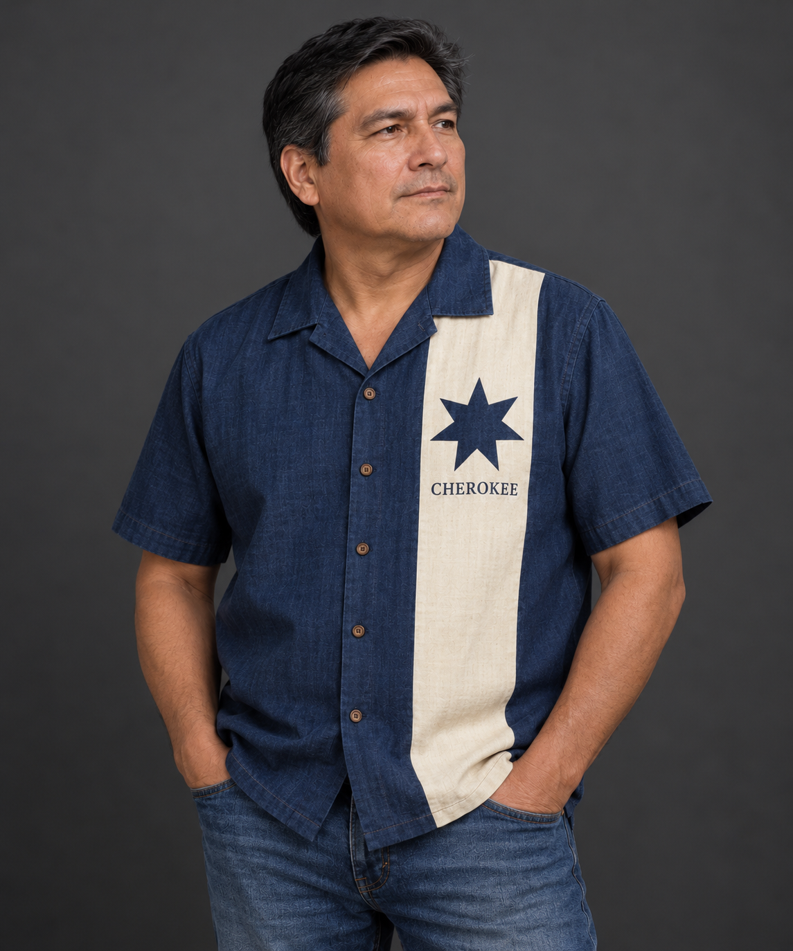 Indigo Line — Cherokee Heritage — Hawaiian Shirt