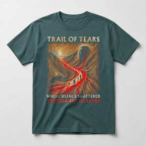 Wapun in blue spruce Trail of Tears shirt