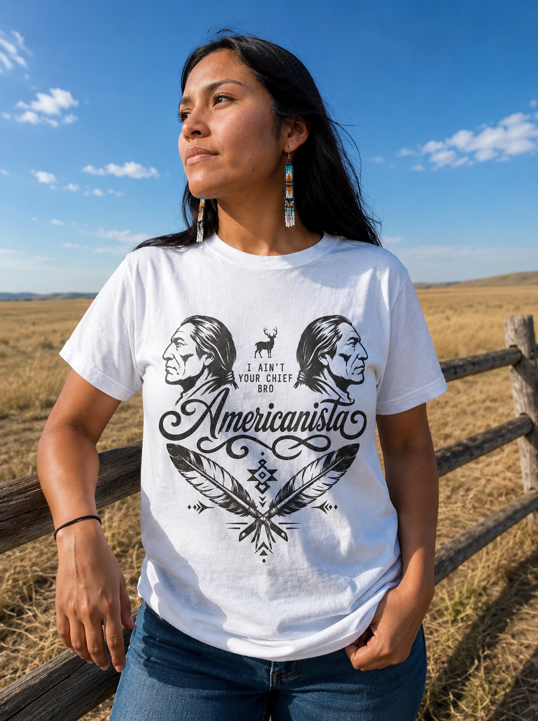 Mirrored elder portrait artwork on the Karvo Respect Line tee, offered in White and Ivory
