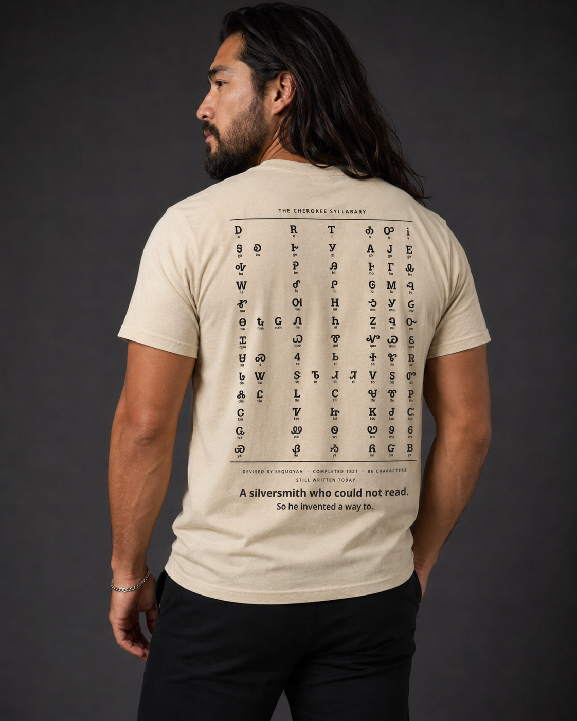 Sequoyah — The Cherokee Syllabary — Double-sided Tee
