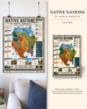Native Nations of North America heritage map poster, matte finish