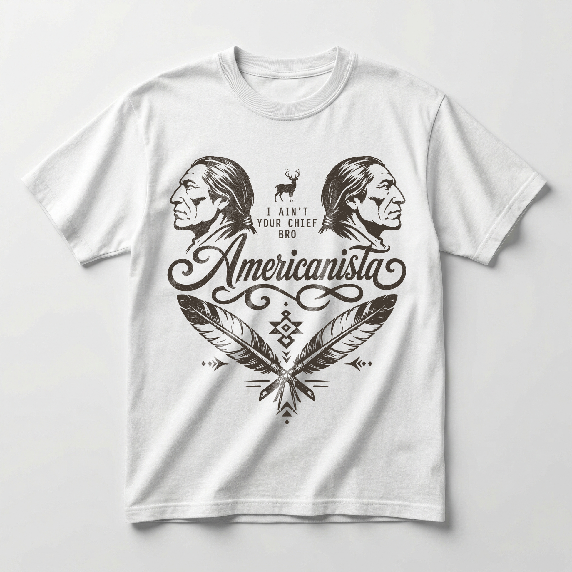 Karvo heritage tee honoring Native identity over pop-culture stereotypes, alternate angle