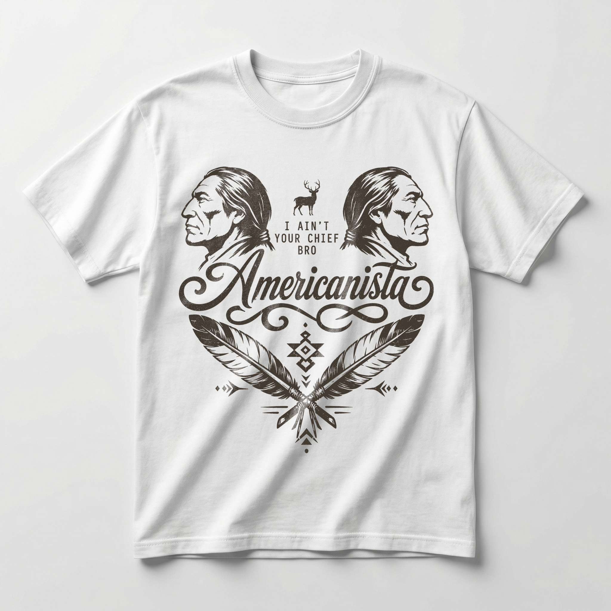 Karvo heritage tee honoring Native identity over pop-culture stereotypes, alternate angle