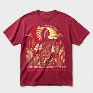 Sakima in crimson Trail of Tears shirt