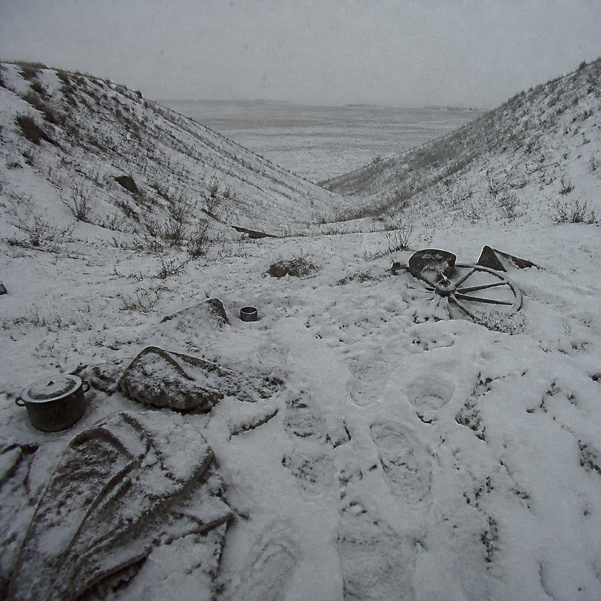 The ravine at Wounded Knee Creek in winter
