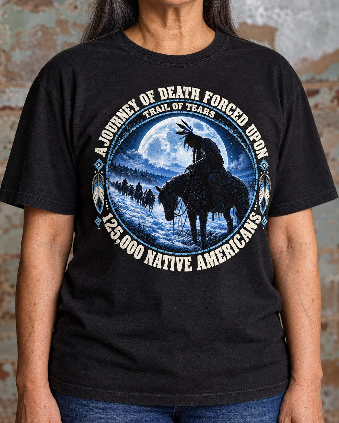 Blue Moon shirt worn by an older customer