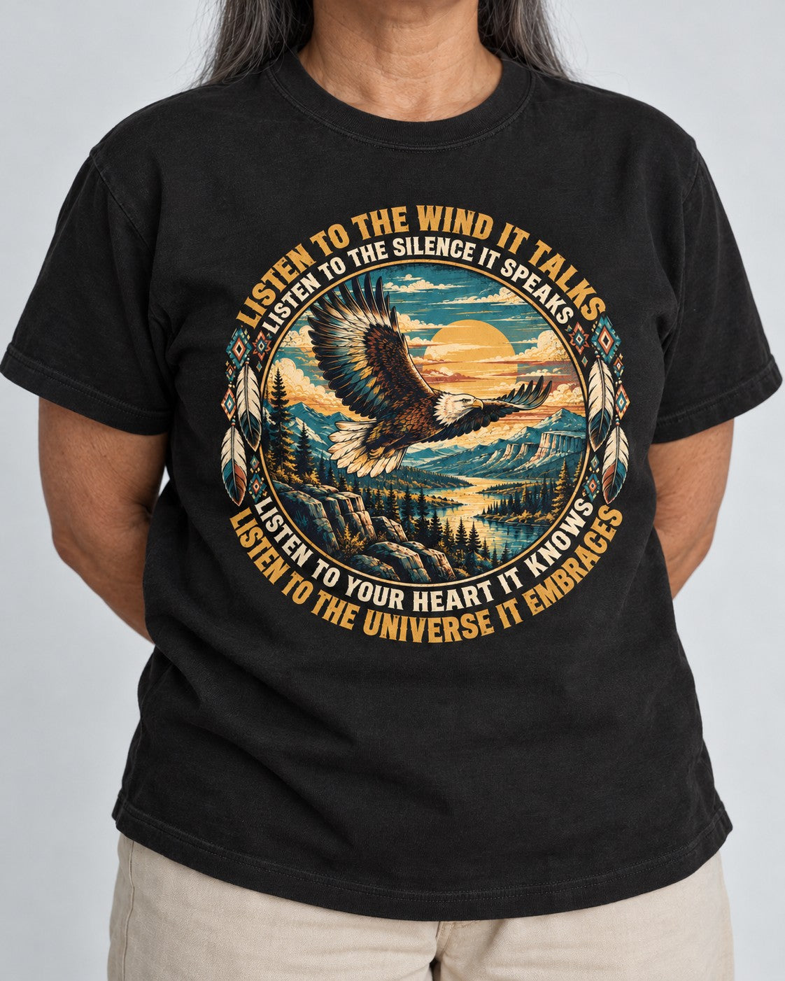 The Eagle shirt worn by an older customer