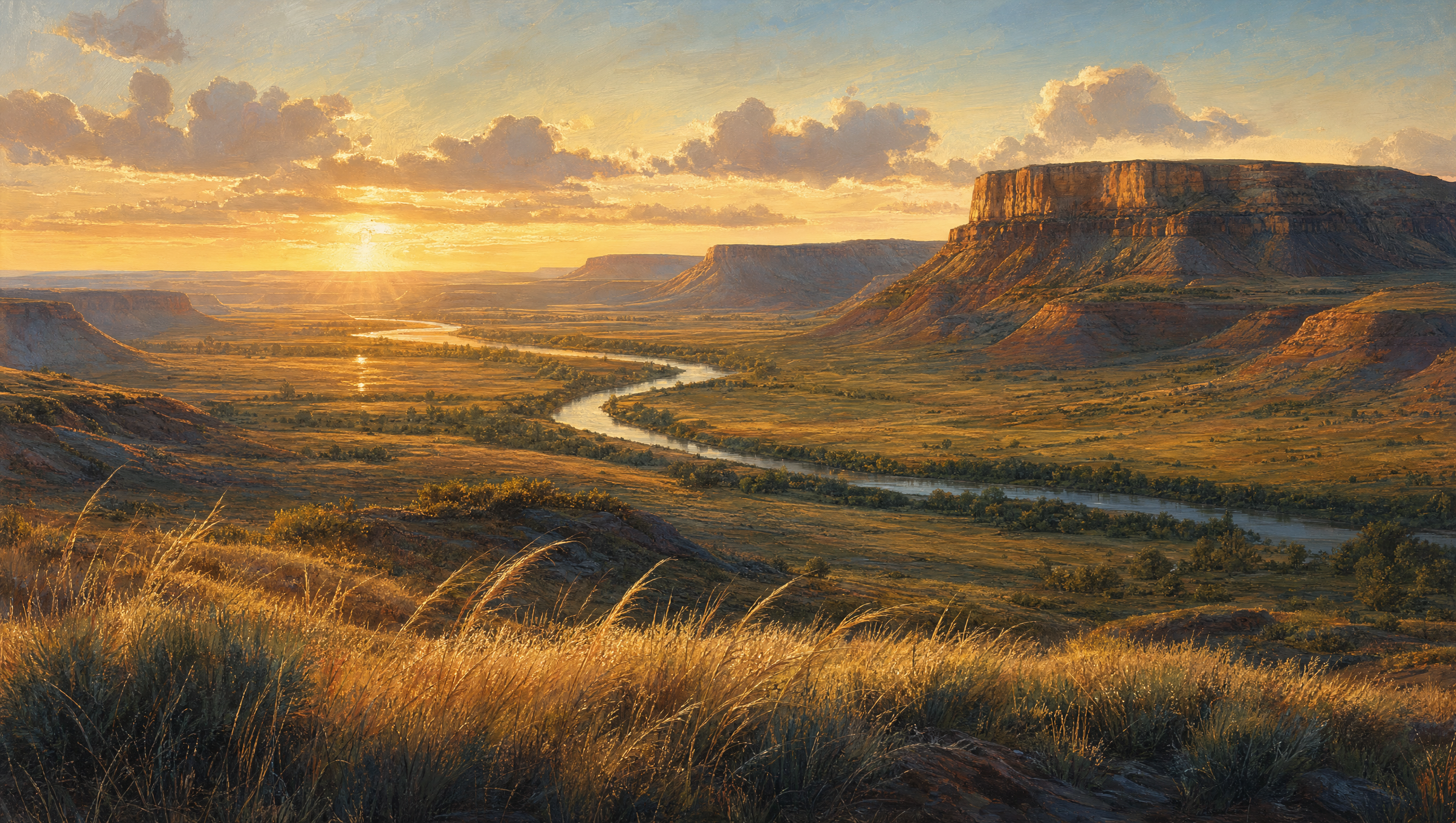 Native American ancestral homeland at sunrise